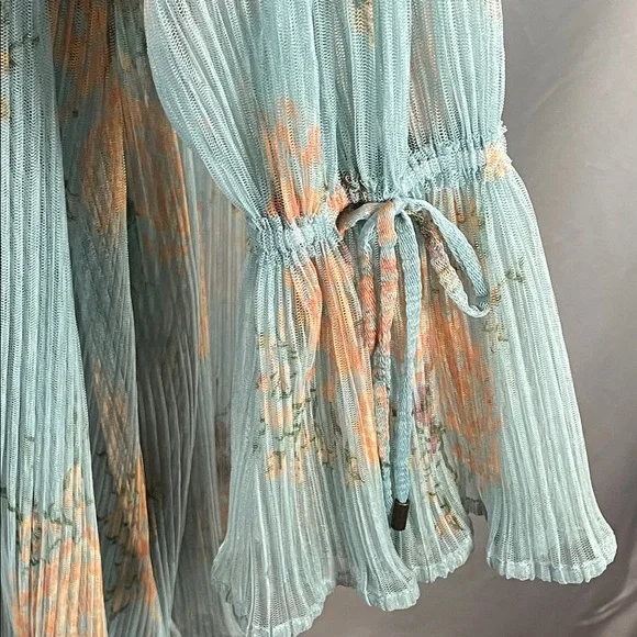 Free People Flowing Blouse in Soft Blue and Peach - Picture 7 of 16